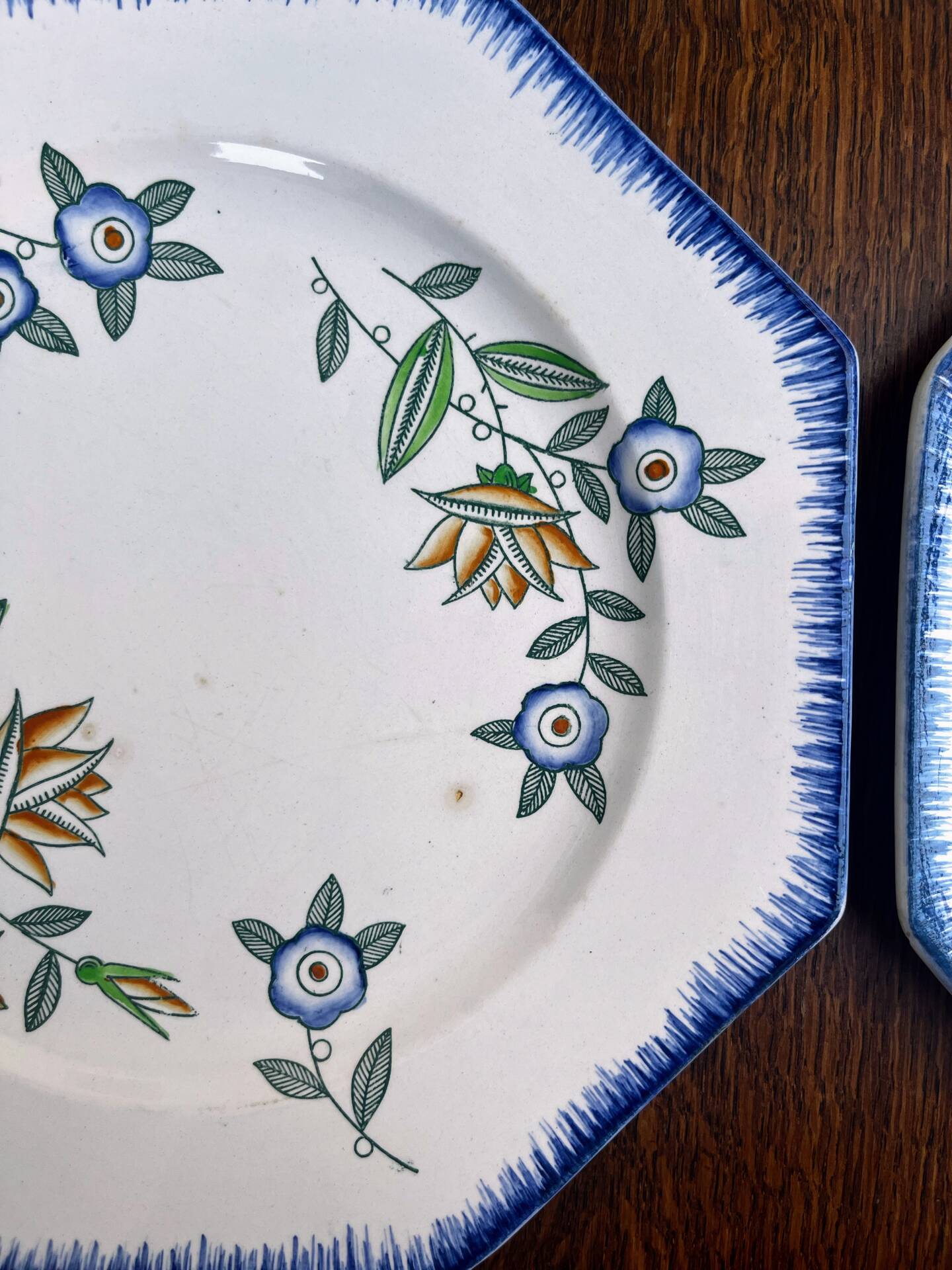 Set of 6 antique octagonal plates Longwy – Old Longwy