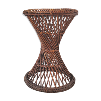 Tabouret diabolo en osier et cannage