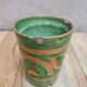 Art Deco vase / goblet by Satre & Vallin "nillavertas" in green and ochre glazed ceramic.
