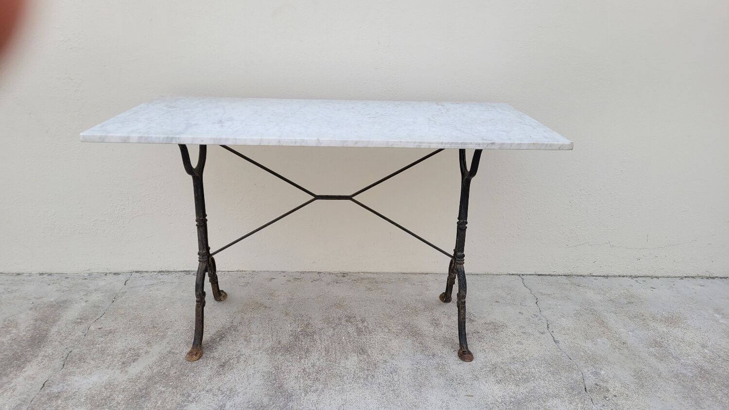 Restaurant bistro table in marble and cast iron signed godin