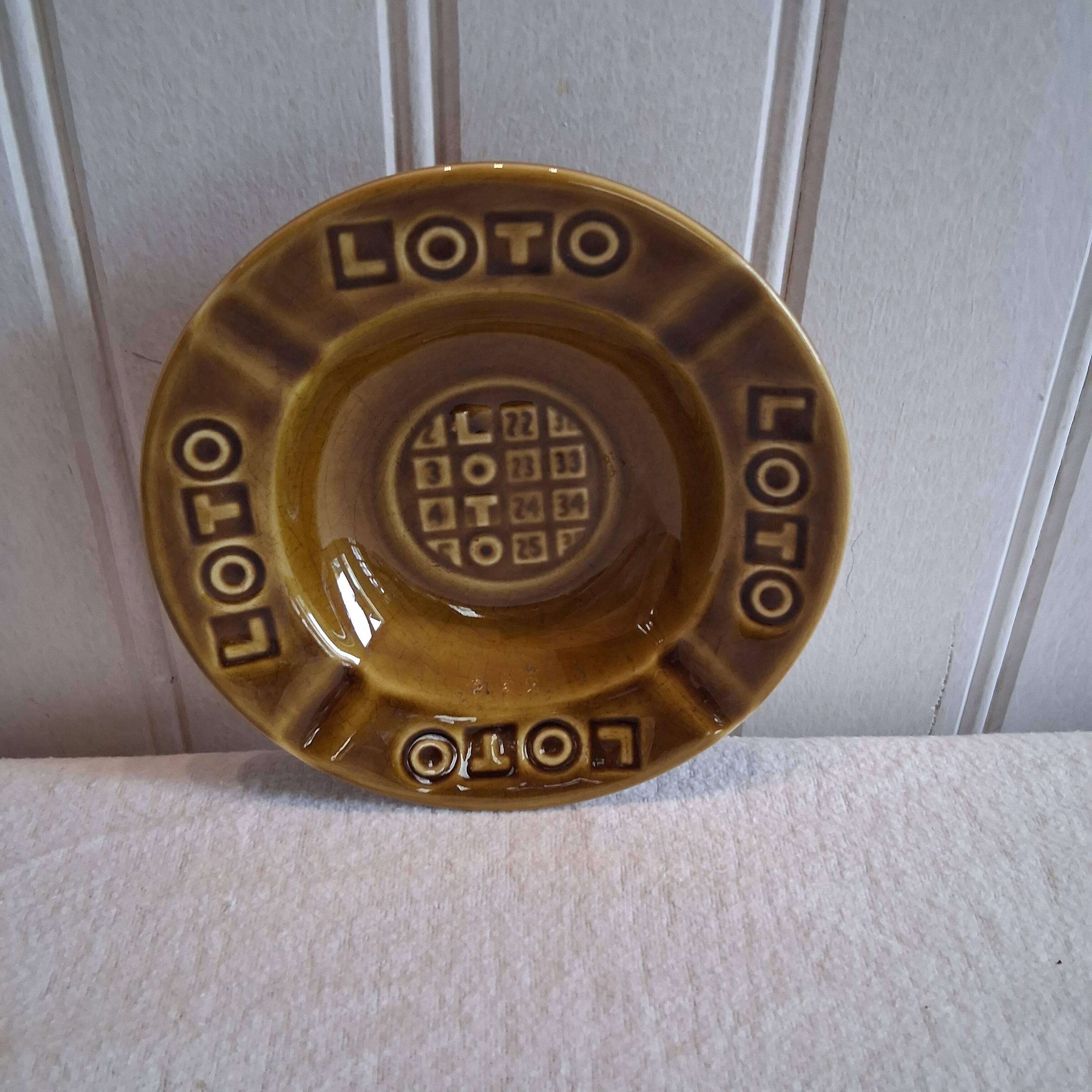 Ashtray / advertising pocket emptier ambassador from Gien "Loto" in very