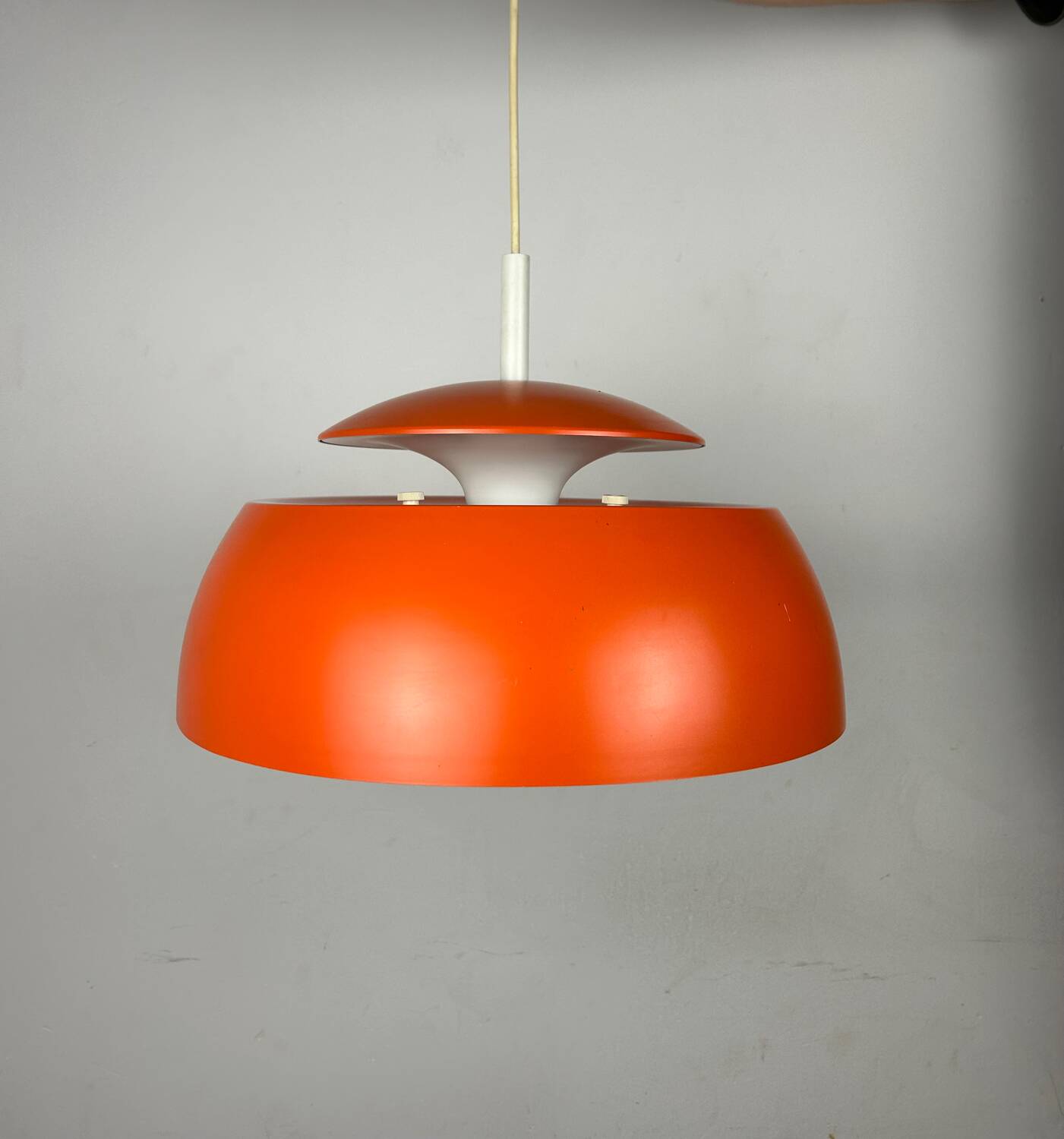 Vintage pendant Temde Leuchten orange metal