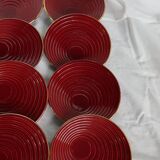 12 vintage red and gold dessert plates