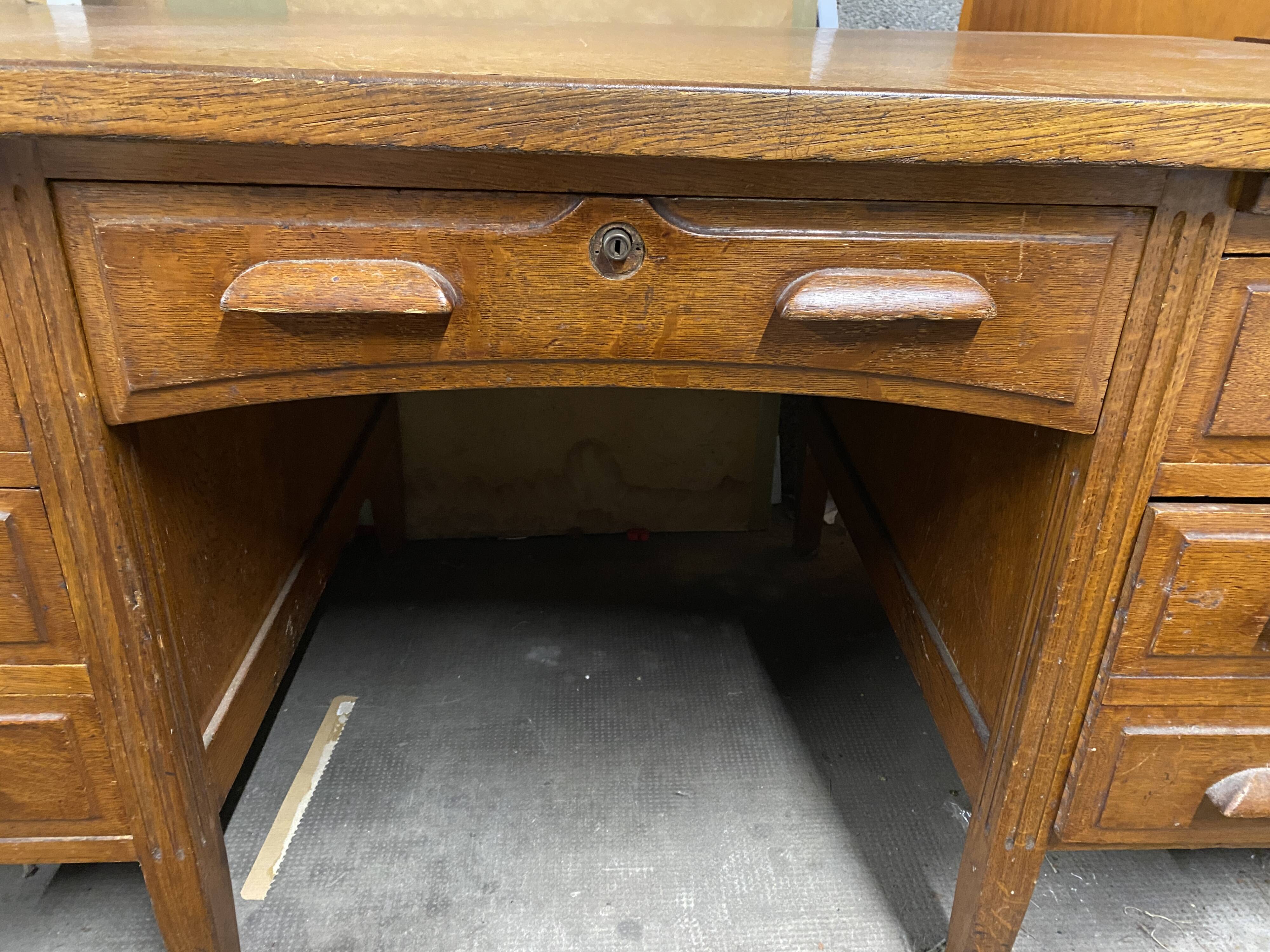Teacher's desk from the 1950s on legs.