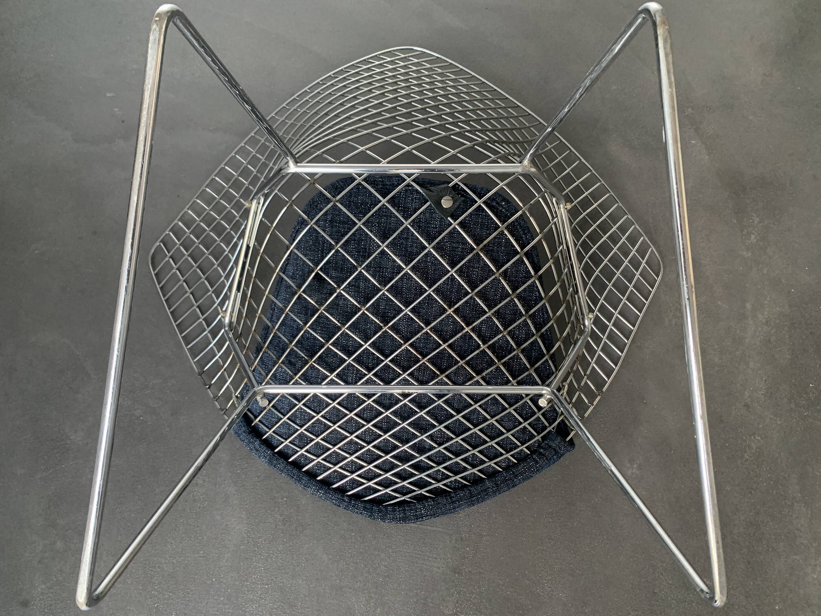 Fauteuil Diamond 421 Chrome Harry Bertoia pour Knoll International, 1970-80