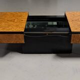 Coffee bar coffee table integrated in vintage elm magnifying glass 1970