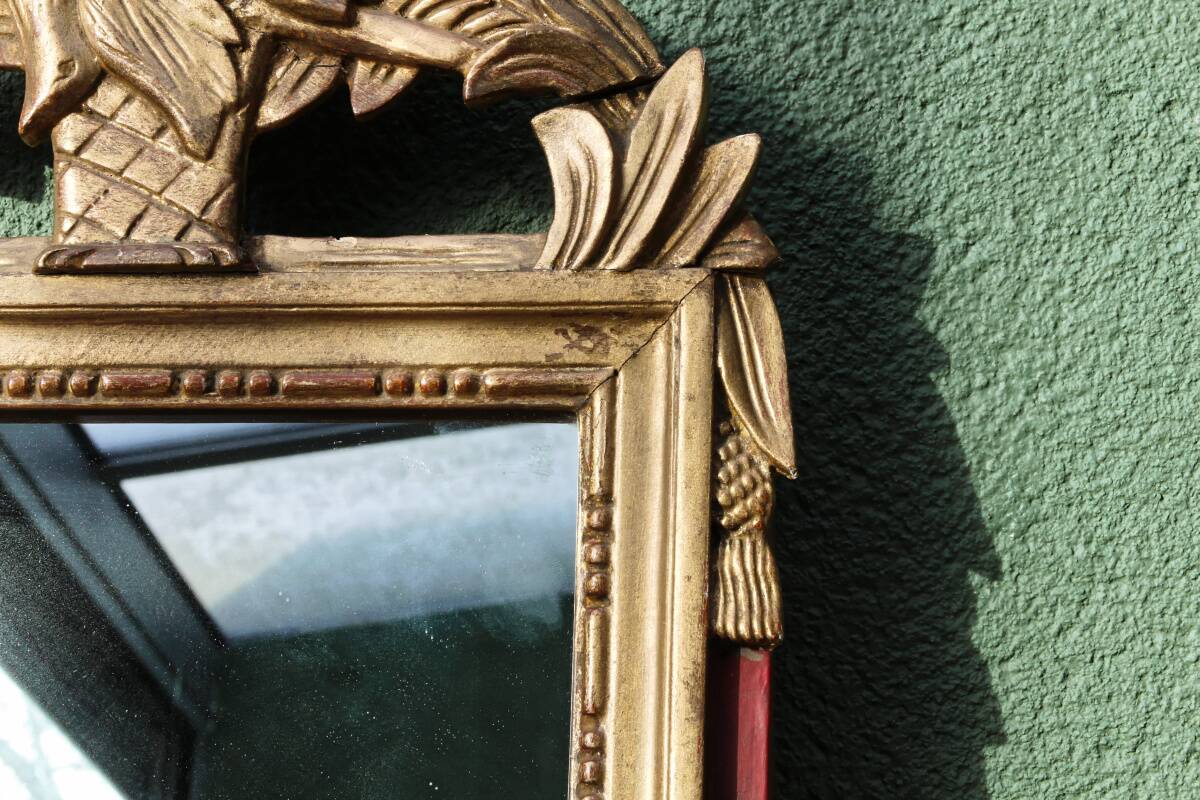 Carved wooden fronton mirror, Louis XVI style