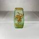 Montjoye Legras vase with frosted green and gold chrysanthemums