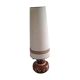 Floor lamp with Fat Lava ceramic foot and fabric lampshade.