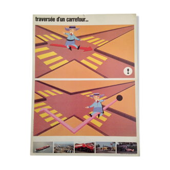 Poster school road safety 1970 through an intersection