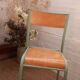 Chaise d'école Mullca restaurée vert mint