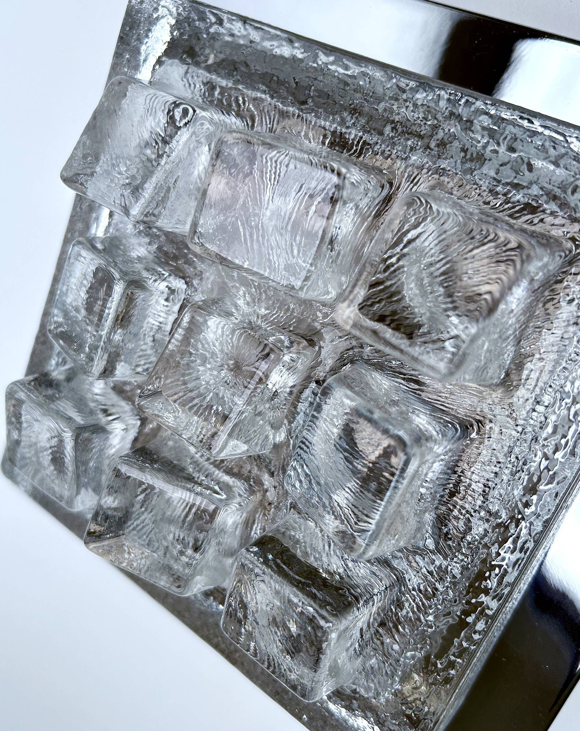 Sculptural Wall Lamp Vintage 60s, Glass and Chrome