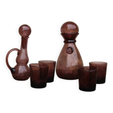Biot bubble glass orangeade set, 1950s-1960s