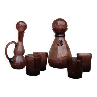 Biot bubble glass orangeade set, 1950s-1960s