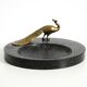 Beautiful, large black granite valet tray featuring a brass peacock, circa