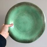 Large dish of the 1950s with wavy edge color green celadon