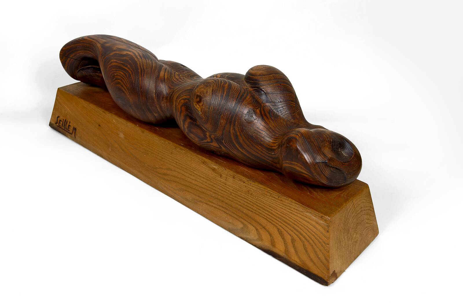 Important Sculpture of a Woman's Body, Cedar and Oak, Brutalism, 1970