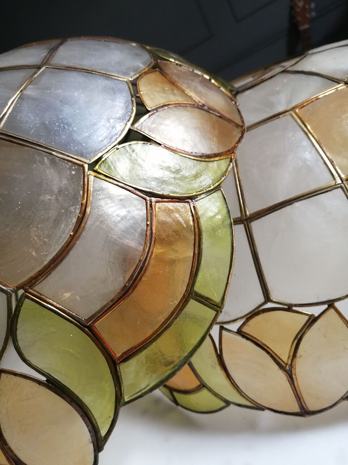 Pair of mother-of-pearl lampshades
