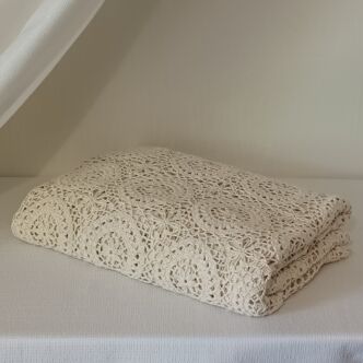 Vintage beige crochet bedspread