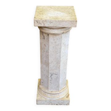 Colonne piédestal en pierre naturelle marbre beige style néoclassique 77cm