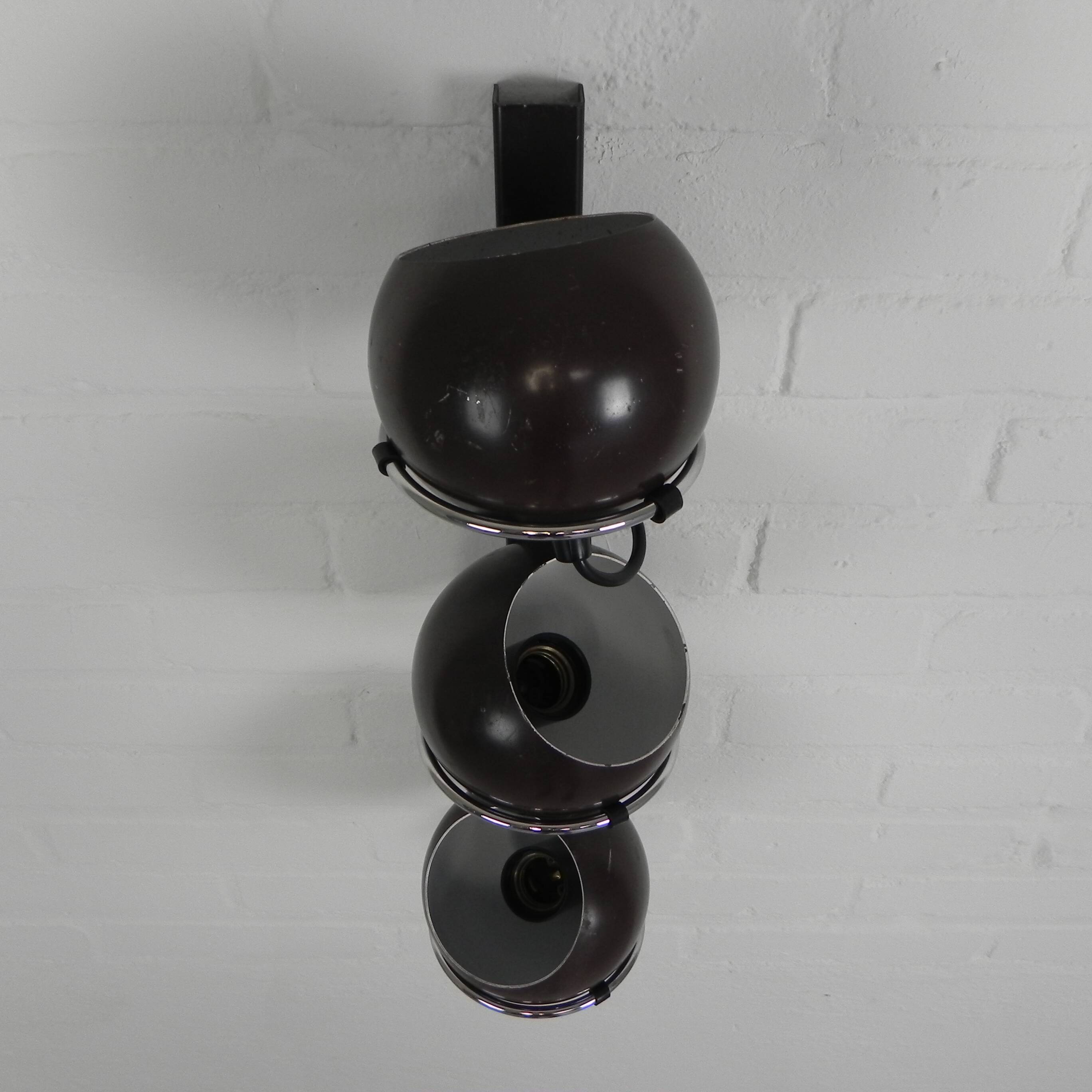 Gepo wall lamp with 3 globes, 1960s