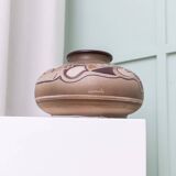 Beige Ceramic Vase by Cianciolo Noma Messina, 1960s Mid-Century Signed Italian Studio Vase