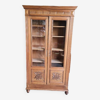 Bookcase showcase 2 doors 1900 in blond walnut