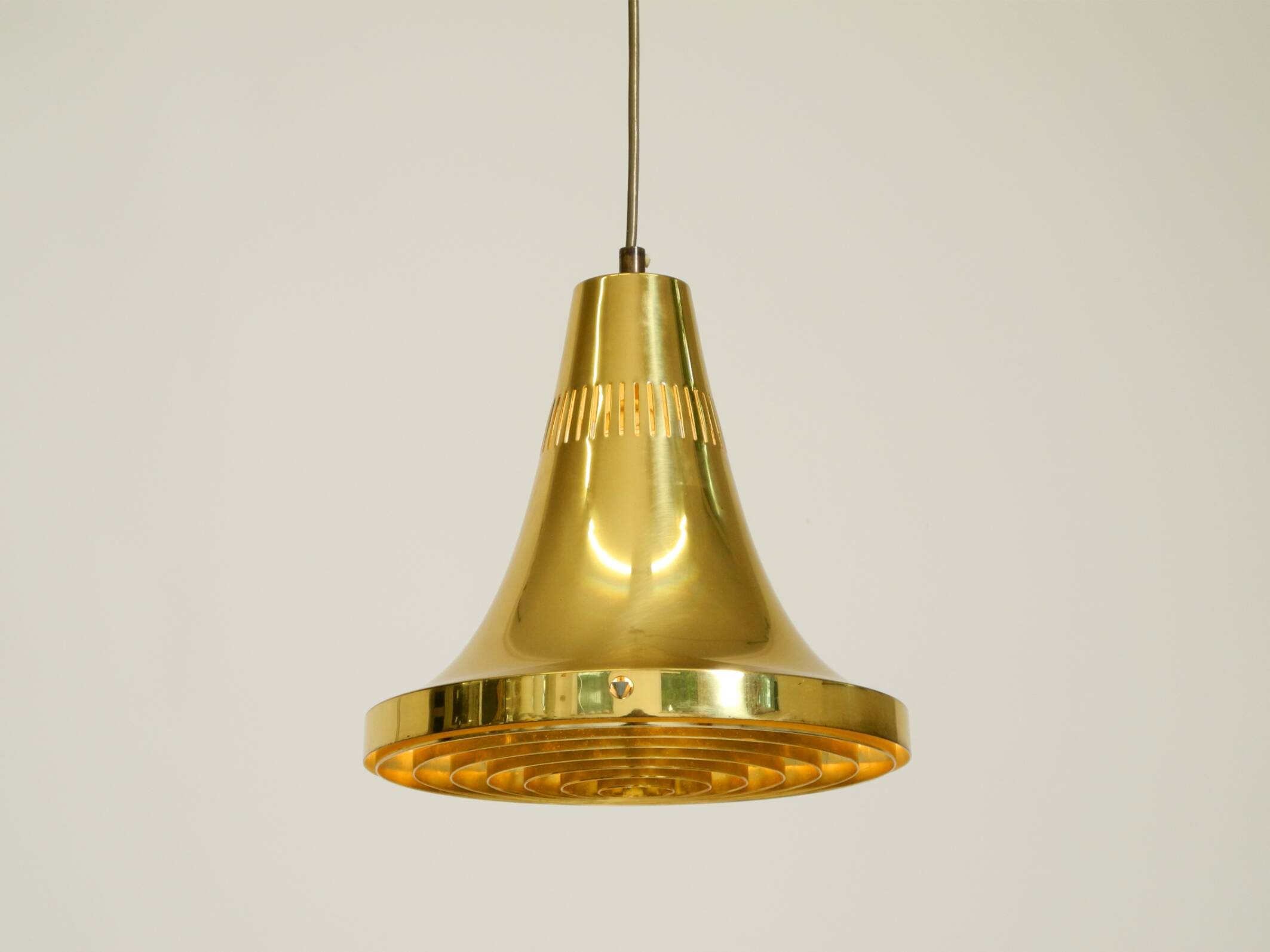 60s Hans-Agne Jakobsson brass pendant lamp Model T 598, by Markaryd Sweden