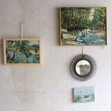 Oil on panel with an old cropped landscape