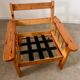 Old vintage Scandinavian design pine armchair from the 70s