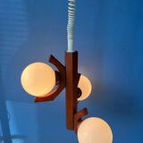Brown mid-century Bony pendant lamp with opaline glass shades