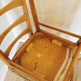 Set of 6 Vintage Wooden Dining Chairs: 1970s Mid-Century Bistro Style