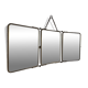 Vintage 1950 triptych mirror barber beveled crystal hairdresser - 25 x 59 cm