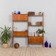 Teak 2-Bay Ergo Modular Wall Unit with double chest of drawers, a cabinet & 2 shelves by John Texmon