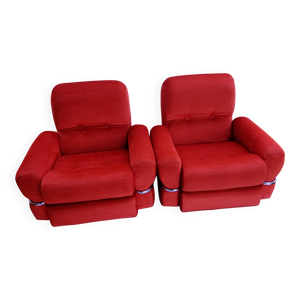 Paire de fauteuils en - orange