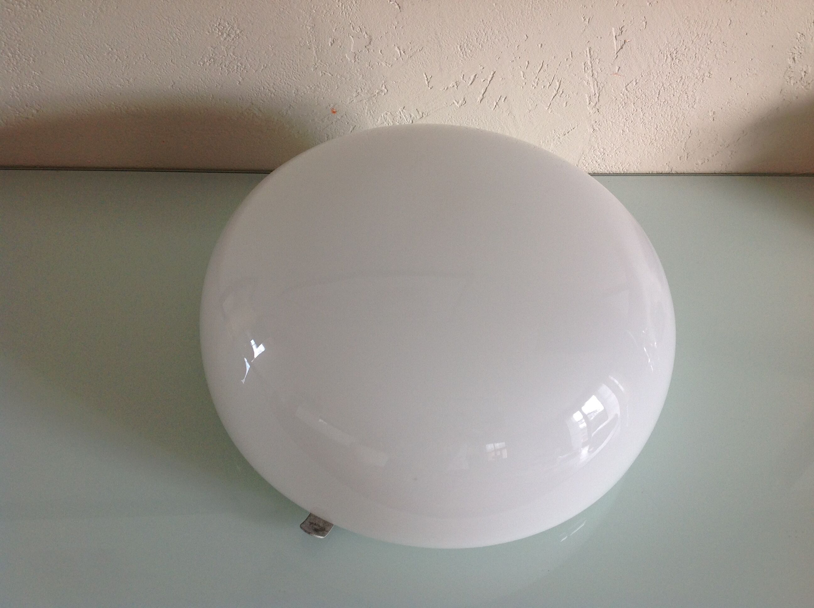 Ceiling light in opaline white vintage 70s half moon