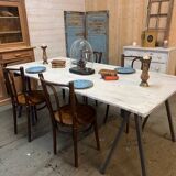 Patinated trestle table