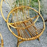 Set of 3 rattan ball and wicker armchairs