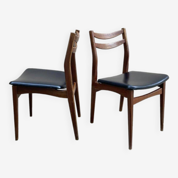 Pair of Scandinavian chairs in rosewood and skai