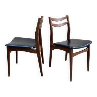 Paire de chaises scandinaves en palissandre et skaï