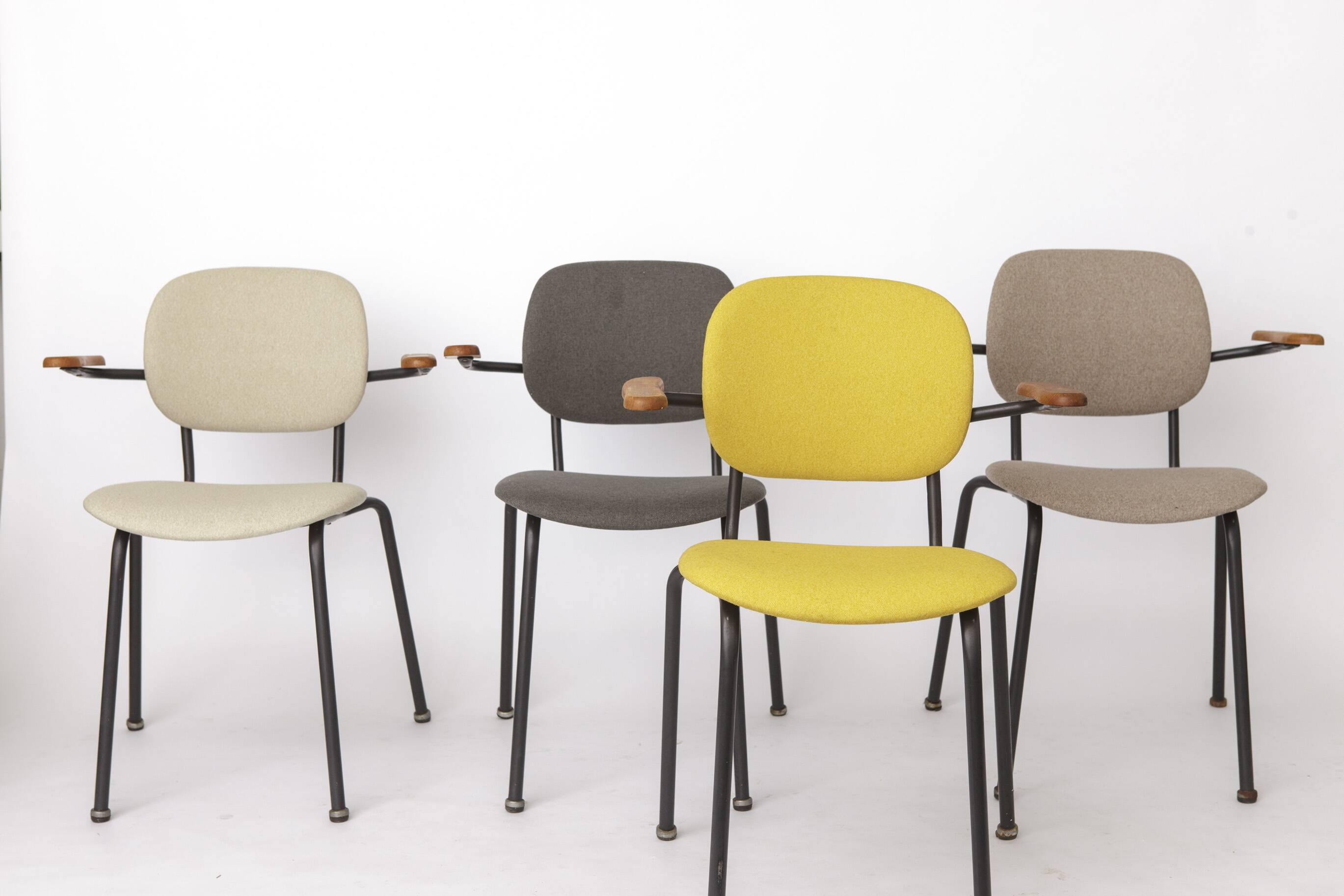 Set of 4 Vintage Armchairs 1950s Germany, Mid Century Modern Dining Chairs