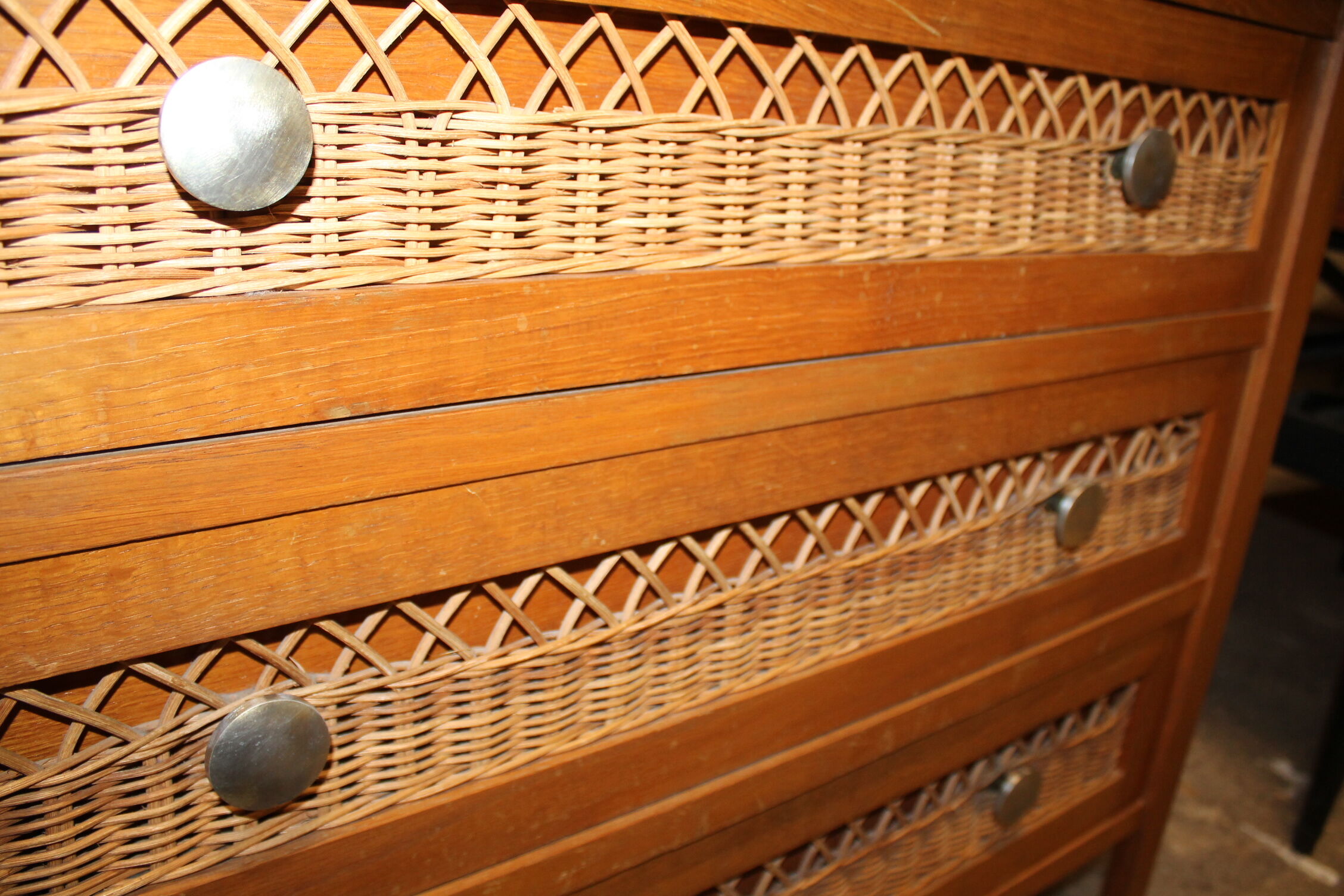 Vintage wicker chest of drawers