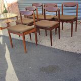 Series of 6 teak chairs around 1960