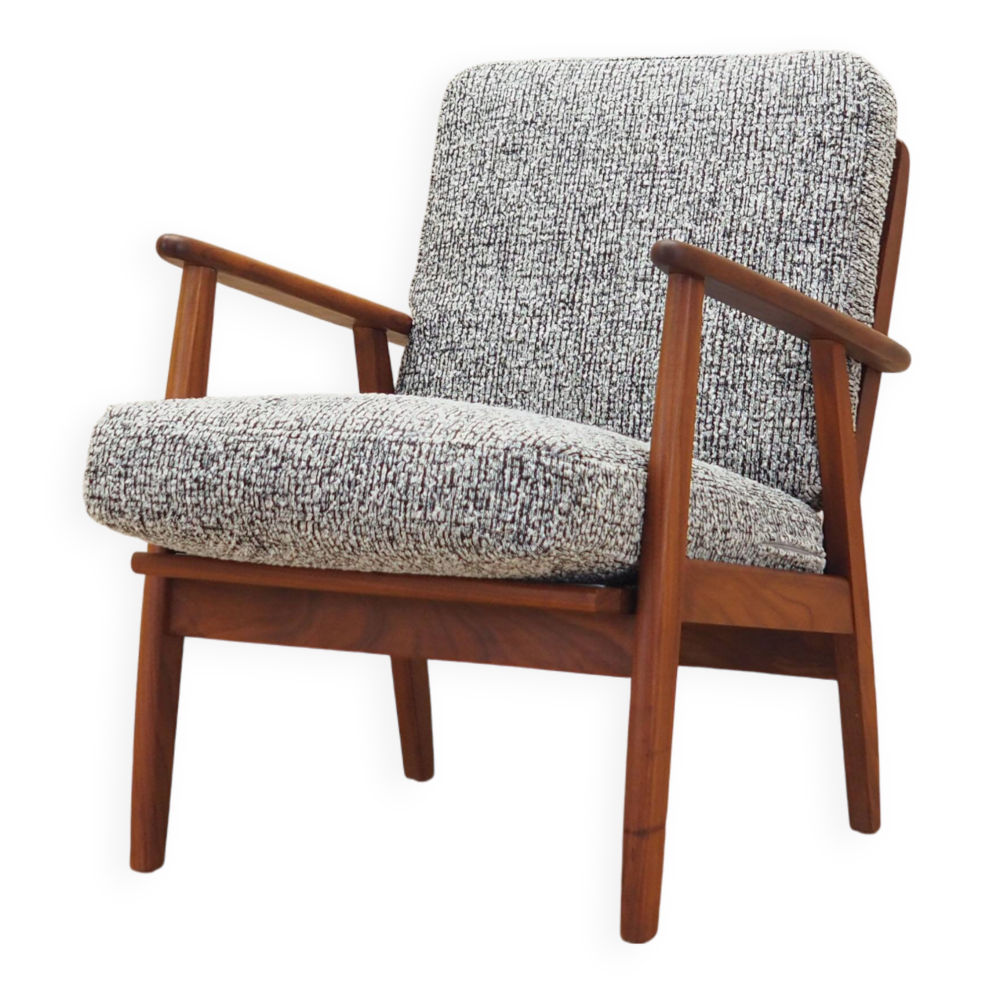 Danish armchair in wood and fabric, 1970s