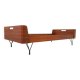 Bed manufacturer Rima, curved teak and painted iron feet, 70s