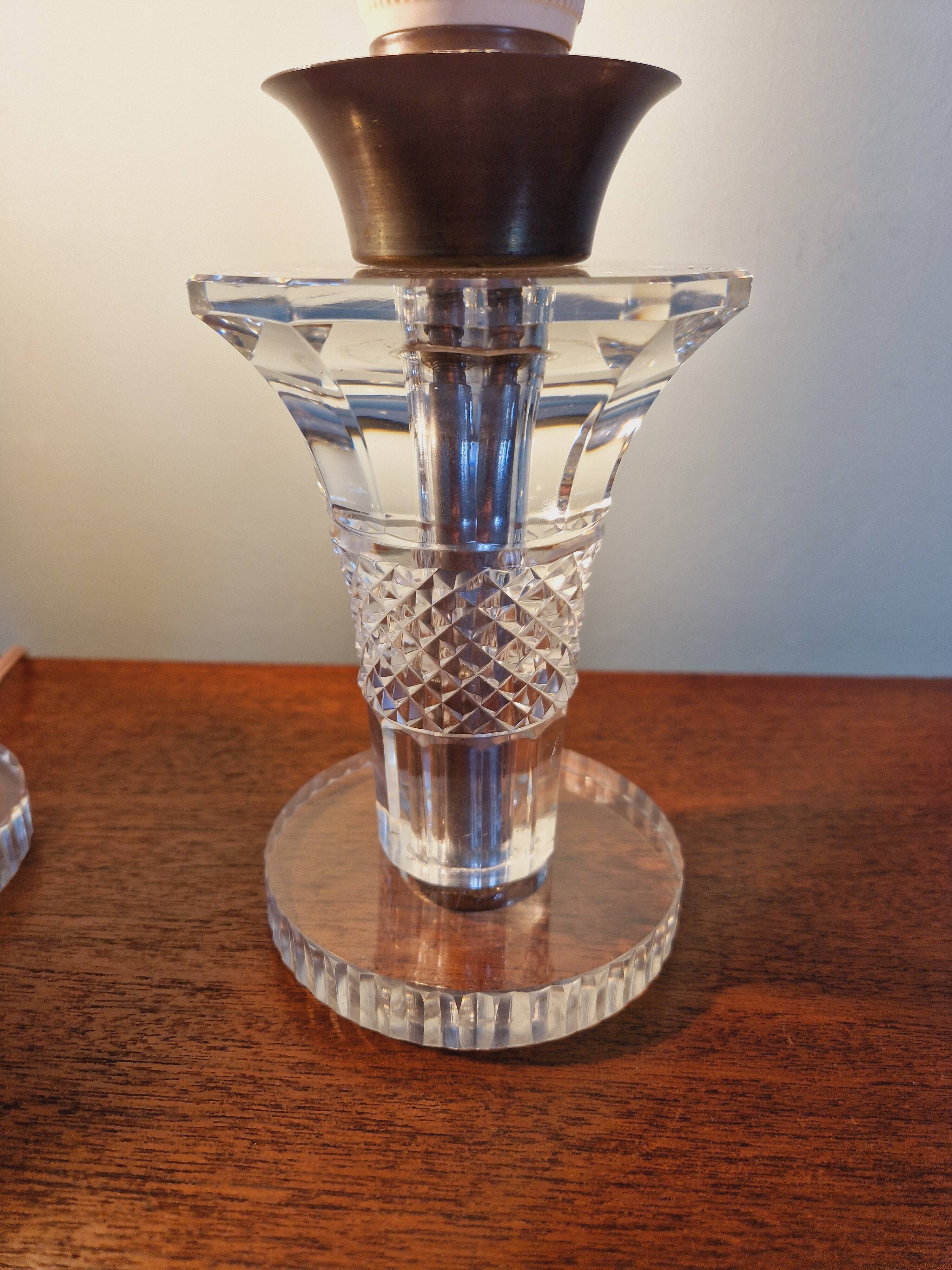 Pair of crystal lamps, Val Saint-Lambert (Belgium), 1930s