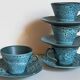 4 vintage fat lava ceramic cups
