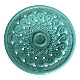 Large vintage turquoise ceramic bowl – Openwork braided pattern