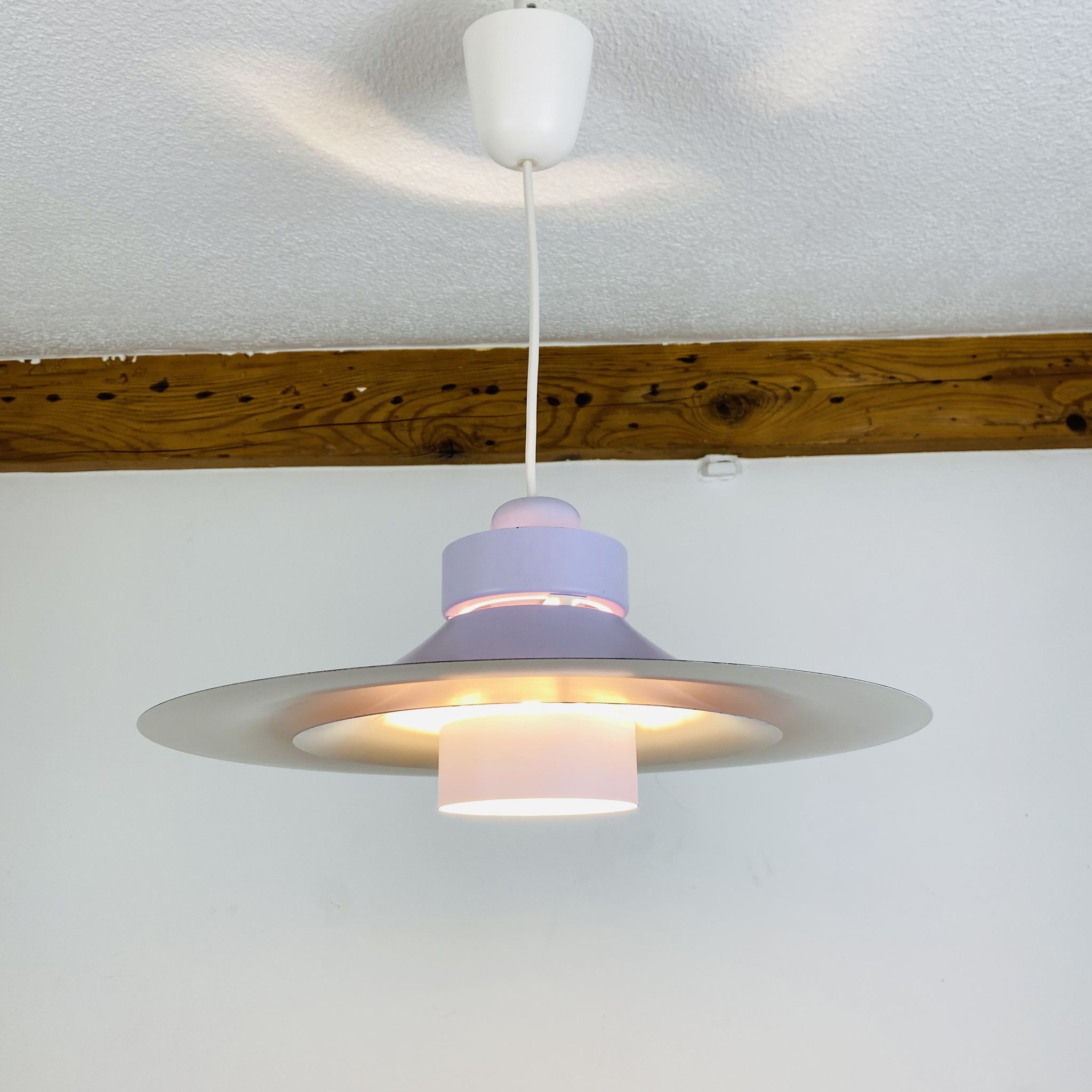 Scandinavian suspension lamp Horn 755 from the 1960s space age in mauve.