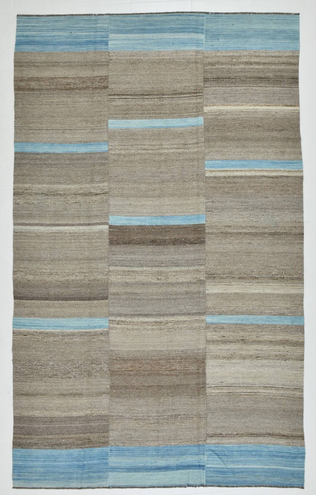 Tapis kilim vintage fait main beige et bleu, style scandinave naturel